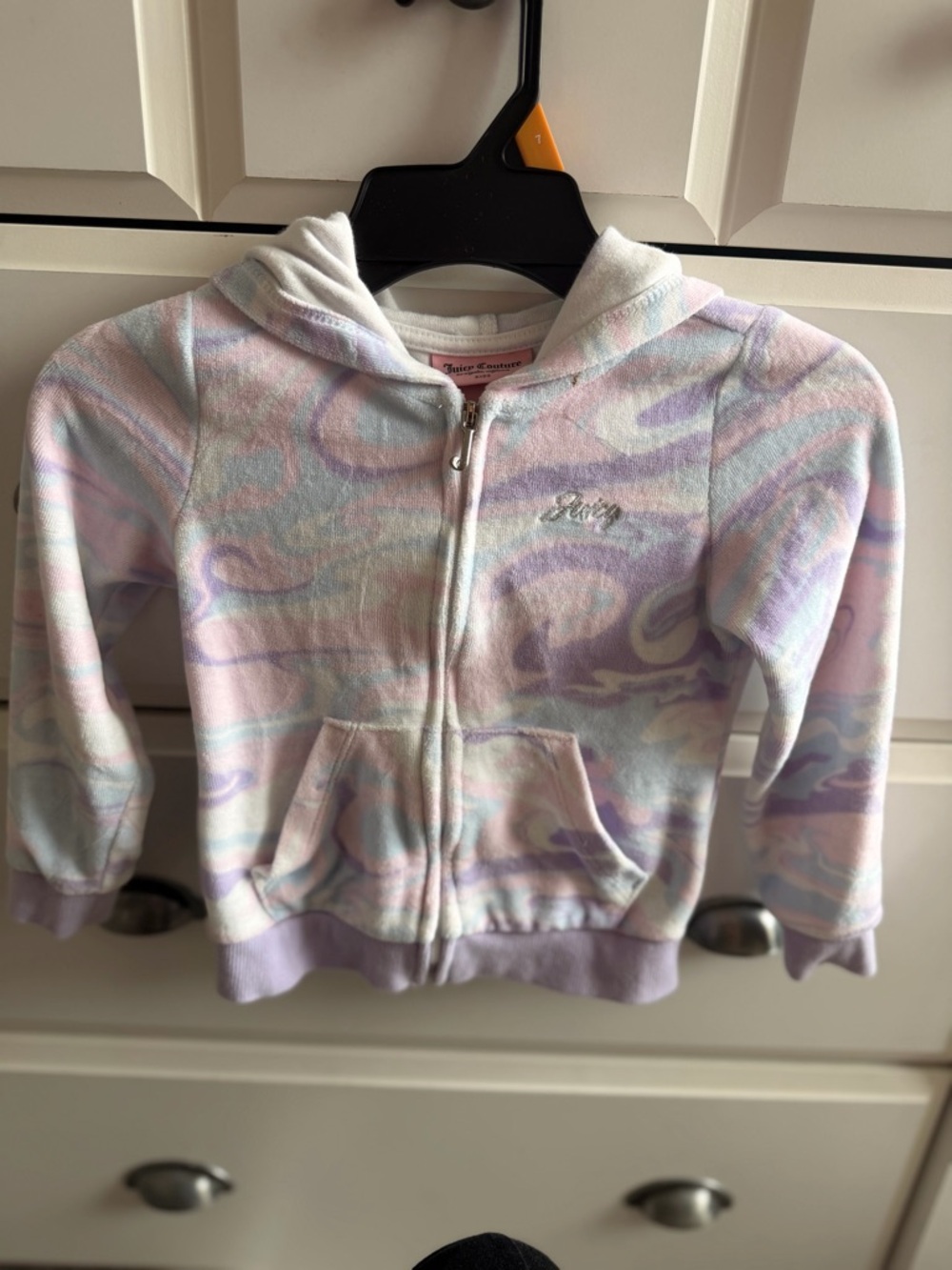 Juicy Couture Pastel Swirl Zip Hoodie - Pink, Purple, Light Blue